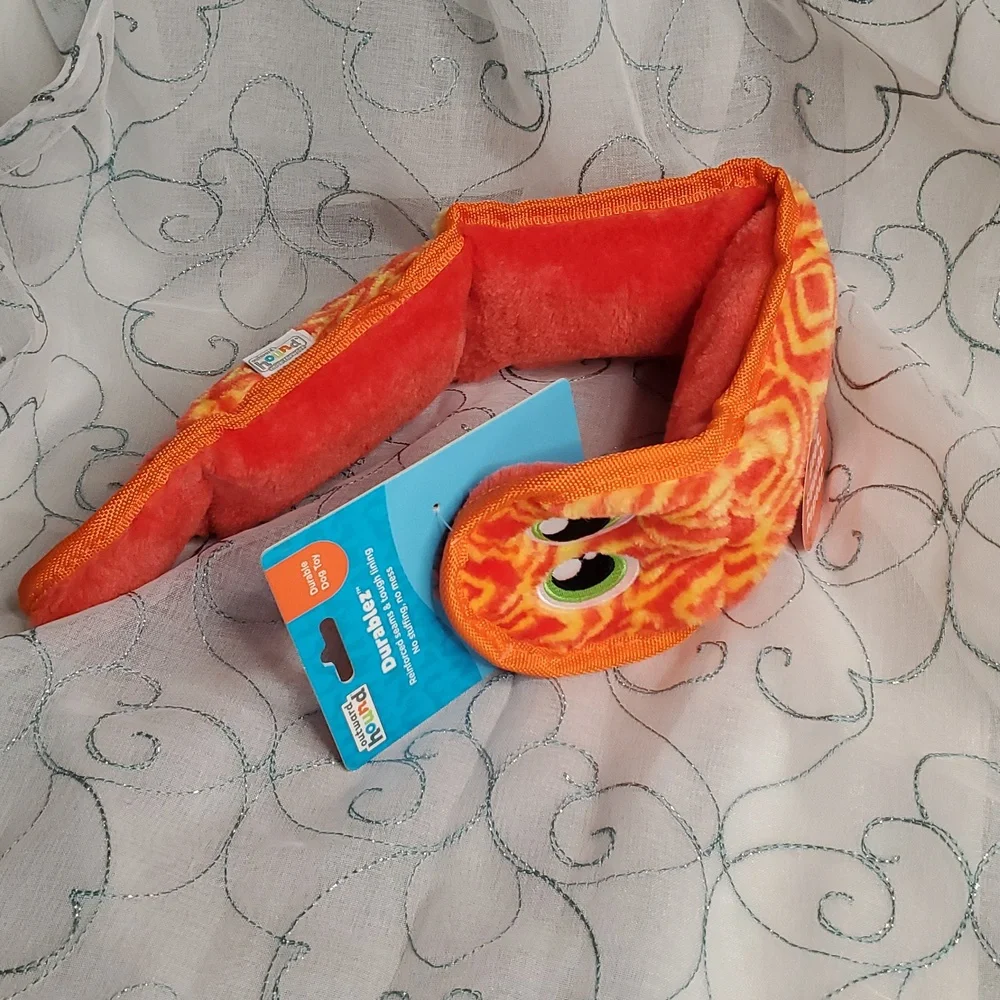 Dog Toy Orange Squeaky Snake‎